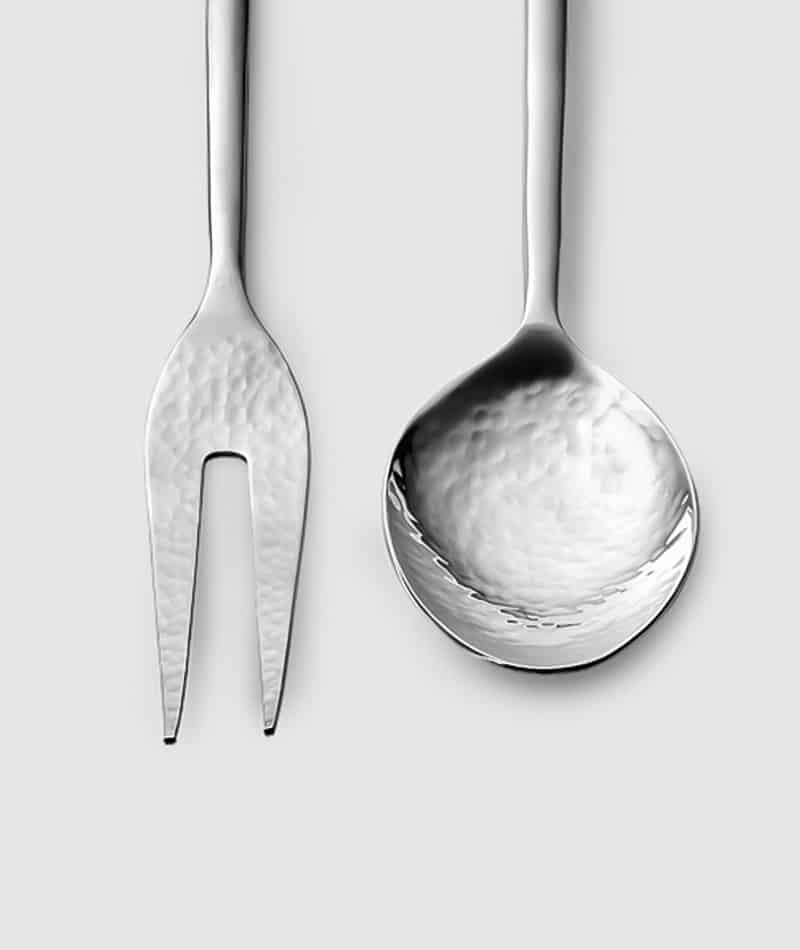 Versa Stainless Meat Fork & Vegetable Serving Spoon Detail