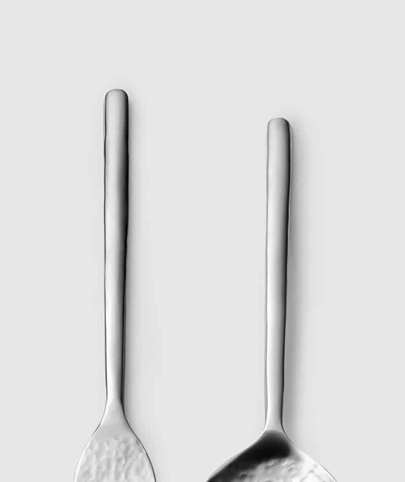 Versa Stainless Meat Fork & Vegetable Serving Spoon Detail