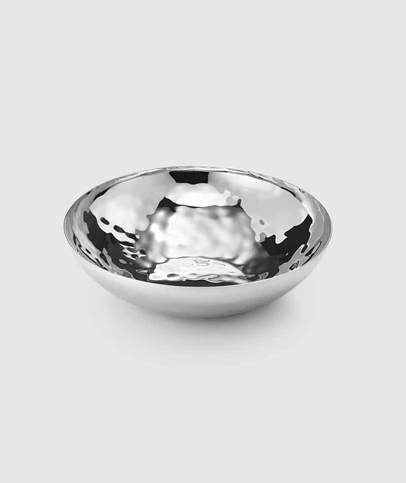 Mary Jurek Vase 9” Stainless Steel Hammered Pocket Slender Silver Metal  Abstract