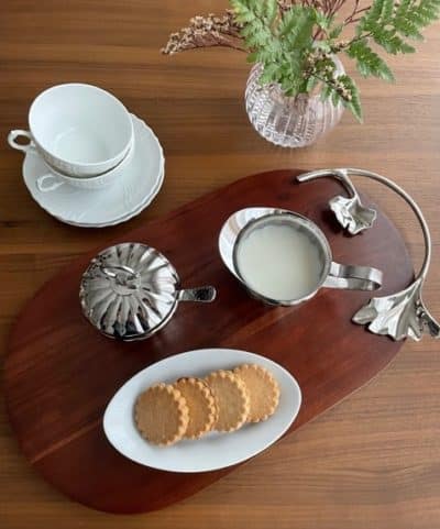Ginkgo Oval Tray and Silhouette Cream Sugar