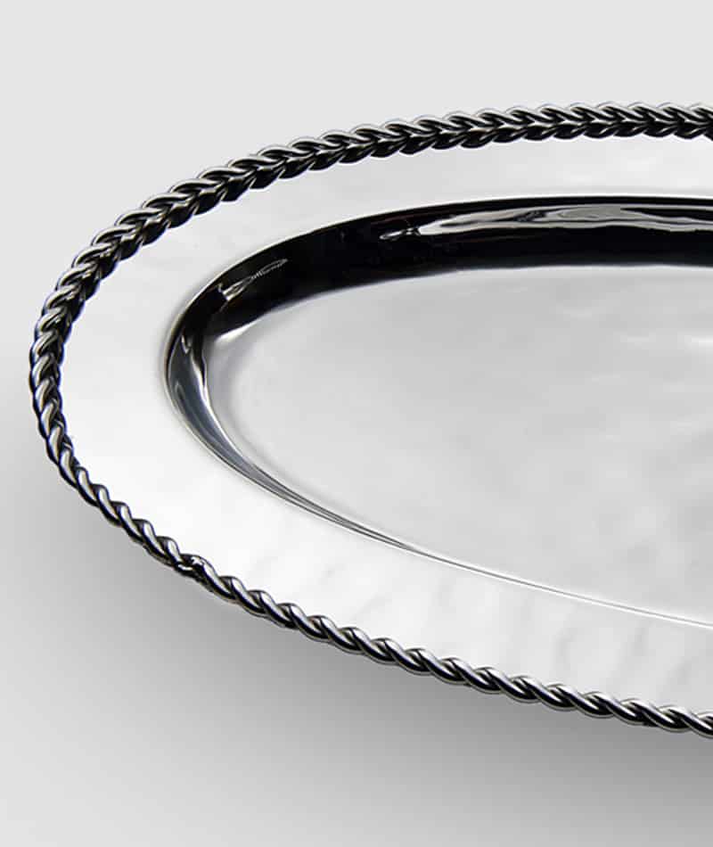 HPA 037- Paloma Large Oval Serve Tray w/ Braided Wire 18½" x 9¾"
