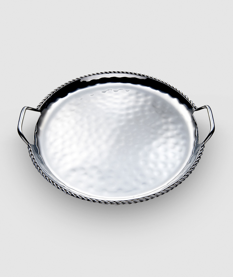 HPA 021-Paloma Round Serve Tray with Braided Wire and Handles