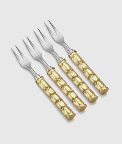 Helios Gold Tone Metal Cocktail Fork 4 pc/Box 6¼" L