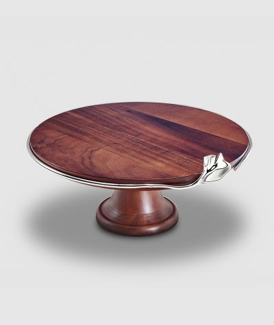 GNKO 005A - Wood Cake Stand w/Stainless Steel