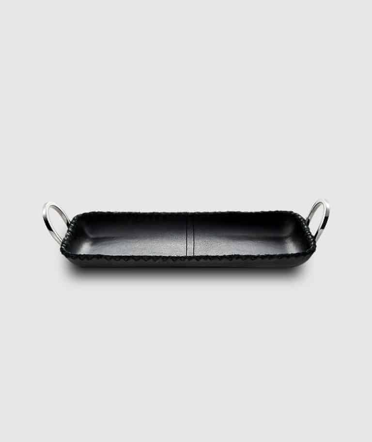 Black Leather Rectangle Tray Mary Jurek Design