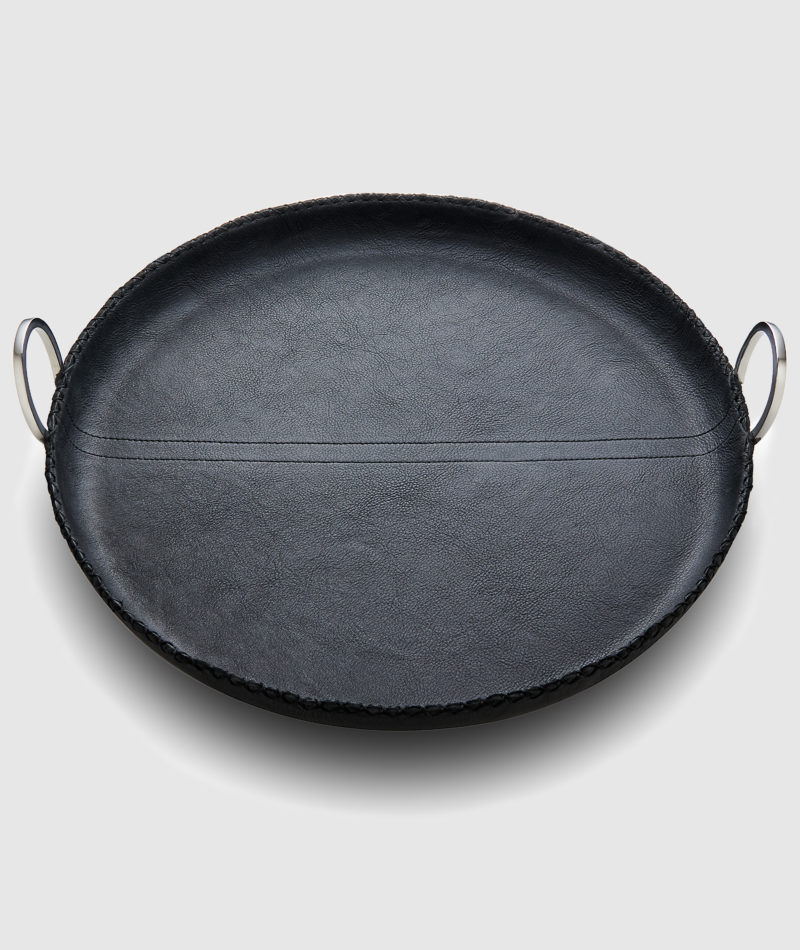 DLT 003 - Durango Black Leather Round Tray