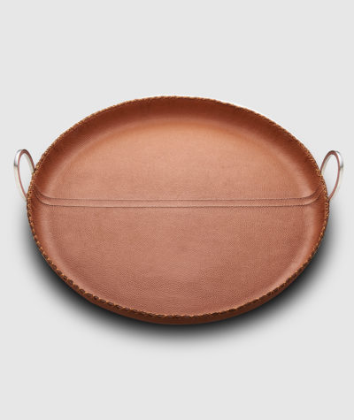 DLTB 003 - Durango Brown Leather Round Tray