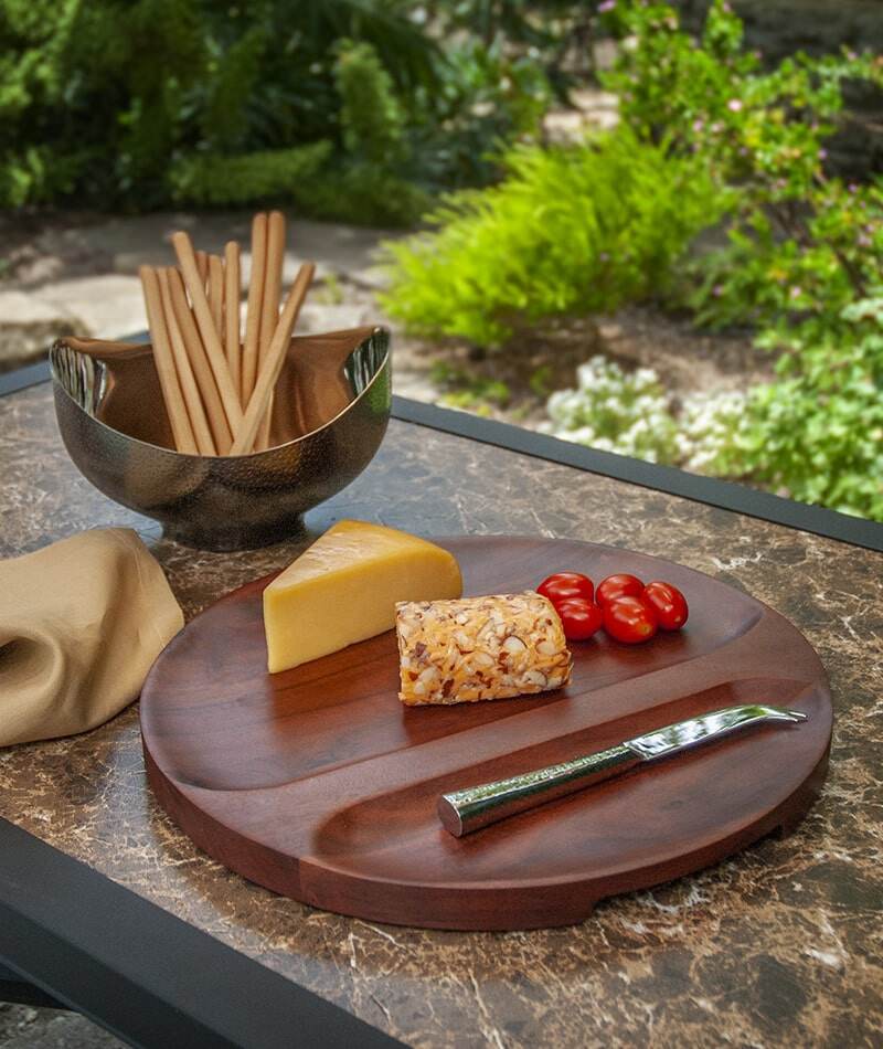A wooden appetizer tray from the Sierra collection