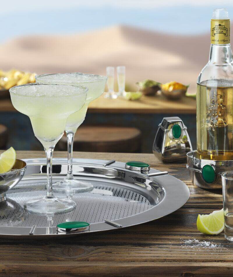 Mocktails served on serveware from the Sante Fe collection