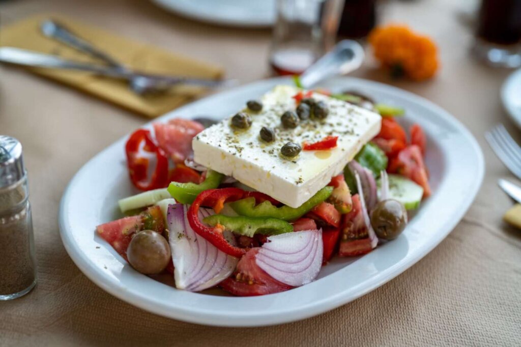 A horiatiki Greek salad
