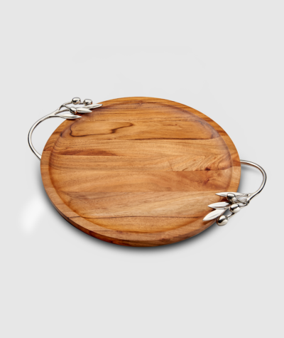 OBR 001- Olive Branch Wood Tray 14" D